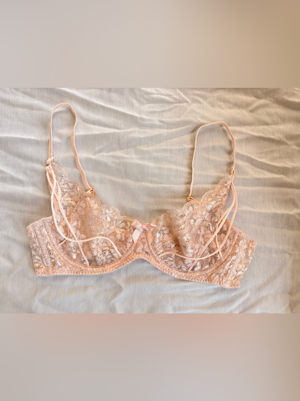 Agent Provocateur Sheer Lace Underwire Bra in Blush size 36B